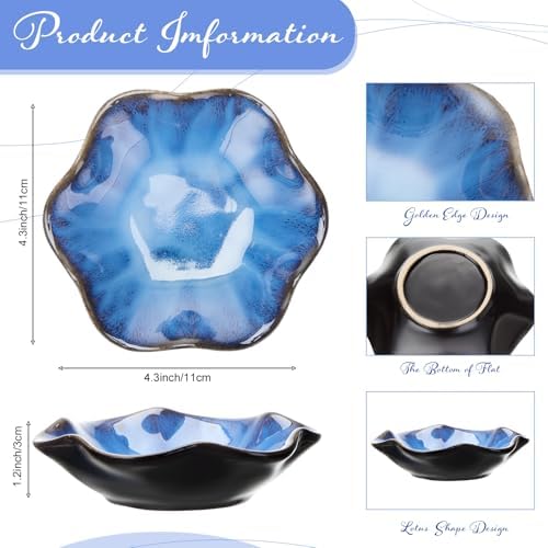Teenyyou 8 Pcs Ceramic Jewelry Dish Bulk Small Trinket Tray, Blue - Image 2