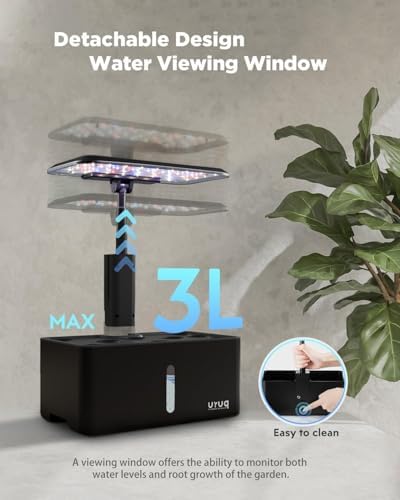 URUQ 8 Pods Hydroponics Growing System with LED Grow Light - Black - Image 5