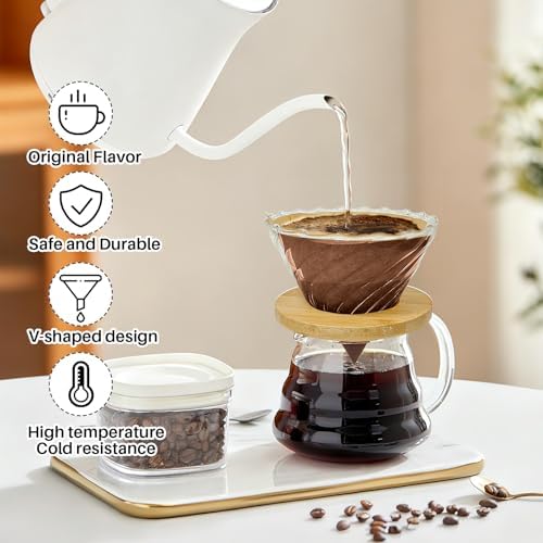 Gute Glass Pour Over Coffee Dripper with Bamboo Stand & Handle,1-4 Cups - Image 4