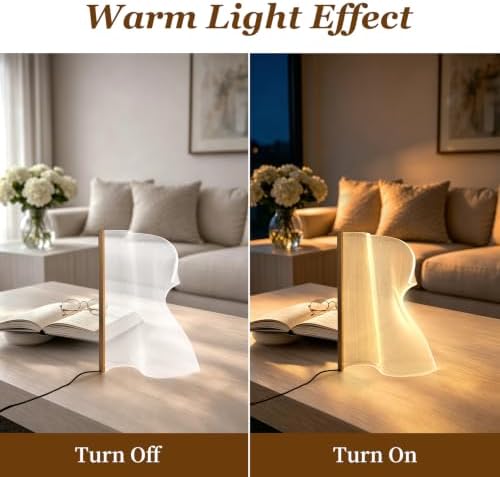 LED Small Table Lamp, Modern Minimalist Irregular Acrylic Nightstand Lamp, Warm Plug-in Desk Lamp for Bedroom Living Room Home Decor - Image 3