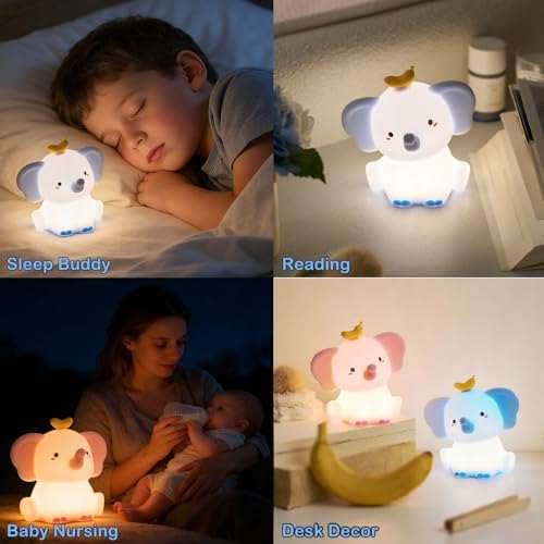 Elephant Lamp, Elephant Cute Night Light Gifts, Rechargeable Bedside Nightlight, Dimmable Squishy Silicone Animal Touch Lamp, Baby Room Decor, Small Night Light for Kids Teens Boys Girls Lovers - Image 5