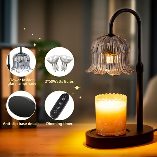 CRMILL Candle Warmer Lamp Electric Timer - Candles Height Control Warmers Scented Lamps No Flame Heat Warm Melt Wax Jar Modern Home Decor Table Lights for Home Living Bedroom Decorative - Image 2