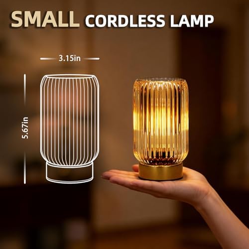 MJ PREMIER Battery Operated Lamp, Small Cordless Lamp with Timer, Yellow - Image 2