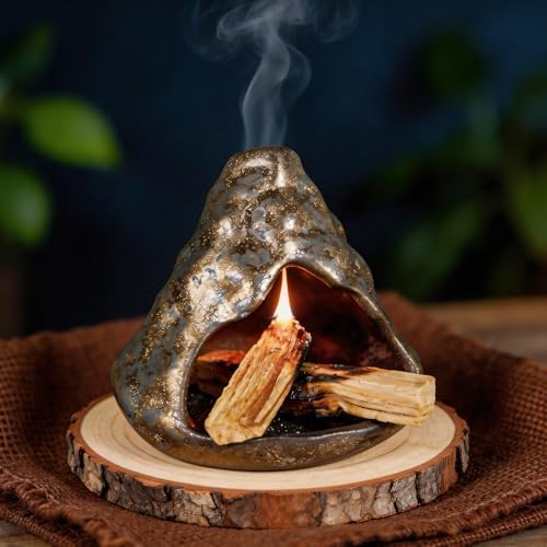 Black Gold Zongzi Shaped Clay Smudge Bowl,Ceramic Palo Santo & Sage Burner by MOUGIGI