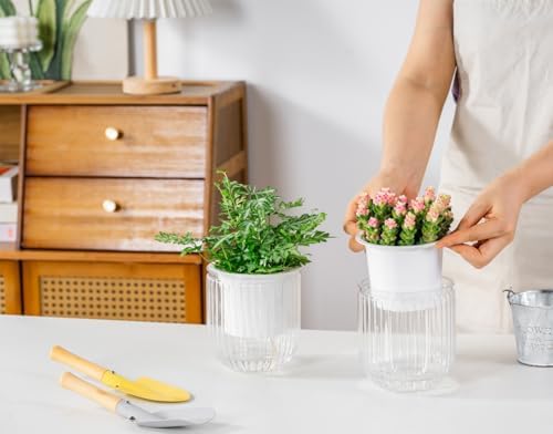 Melphoe Self Watering Pots for Indoor Plants Planter, 4.7 Inch 2 Pack Planters Self Watering Plant Pots for Flower, Houseplants, Succulent, African Violets and Cactus with Drainage - Image 3