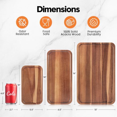 Small Wooden Tray and Platter, Mini Charcuterie Boards, 10"x5.5" - Image 3