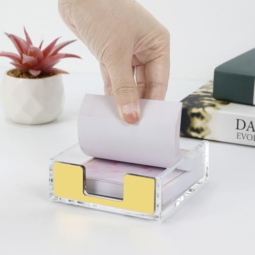 MultiBey Gold Sticky Note Holder Clear Acrylic Memo Pad Dispenser - Image 3