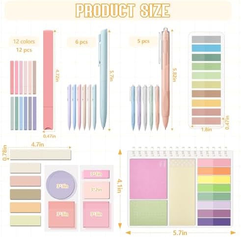 Jutom 41 Pcs Aesthetic Book Annotation Kit with Pencil Bag Bible Journaling Kit Notebook Sticky Note Tab Highlighter Black Ink Pen Page Marker School Office Supplies Bible Lover Gift(Beige) - Image 4