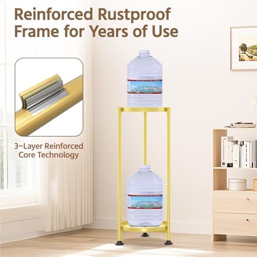 LASZOLA Metal Plant Stand Indoor Tall with 11 Inch Large Tray 2 Tier Gold - Image 4