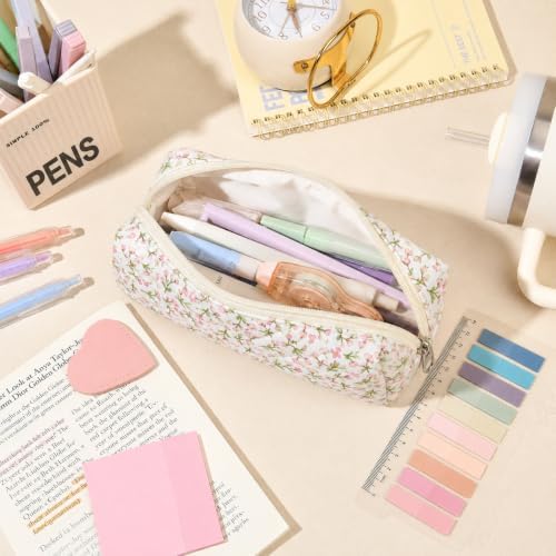 22Pcs Book Annotation Kit Aesthetic Pencil Case with Supplies School Annotation Supplies Gel Pen Transparent Sticky Note Taking Bible Study College Stationery Supplie (Pink Floral) - Image 7