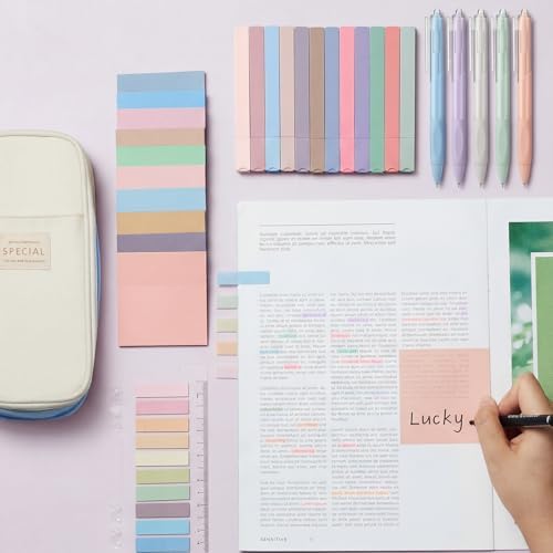 Jutom 39 Pcs Aesthetic Book Annotation Kit,Light Blue,Cute Style - Image 2