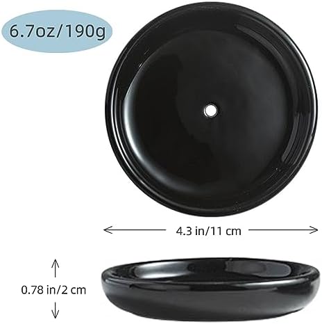 Round Self Draining Soap Dish, Small Ceramic Tray, Keep Soap Dry(Black) - Image 6