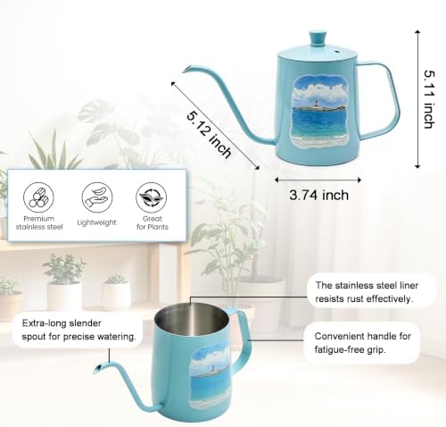 OFFIDIX Watering Can Indoor Set Blue Small Metal Water Can and Spray Bottle - Image 4