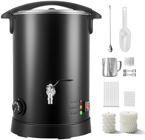 VEVOR 20Lbs Wax Melter for Candle Making, Fast and Even Heating, with Easy Pour Spout and Temperature Control, Hourglass Base for Non-Stick Smooth Flow, Wax Melting Pot for Making Candles Soaps by VEVOR