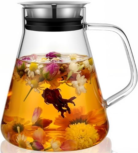 Aquach 51oz Glass Teapot with Filter Lid, Stovetop Safe Tea Pot by Aquach