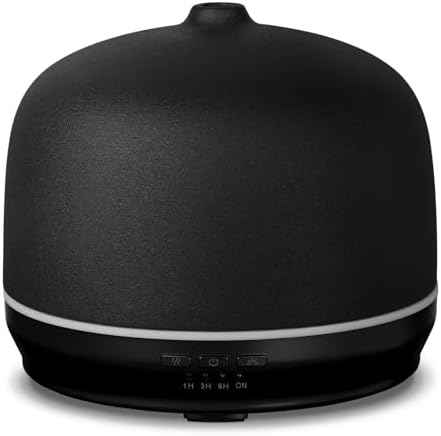 Ceramic Essential Oil Diffusers for Home Large Room, Aromatherapy Scent Air Diffuser Ultrasonic Aroma Defusers 500ml with Timed—Black- C by kakoda