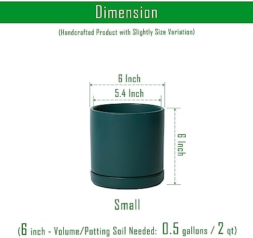 D'vine Dev 2-Pack Ceramic Pots with Saucers, Teal, 6 in, 94-V-C-9 - Image 3