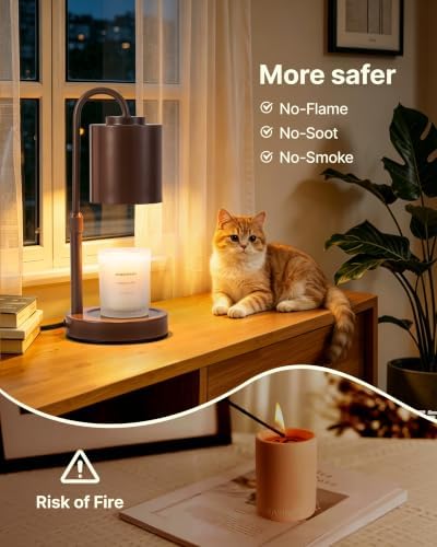 CASTLELIFE Dimmable Candle Warmer Lamp with Timer, Height Adjustable Candle Warmer for Jar Candles, Electric Wax Melt Warmer for Home Decor House Warming Gifts, Birthday Gifts for Women, Brown - Image 4