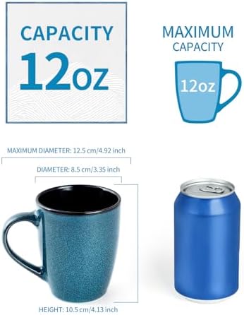 Ceramic Mugs 12oz,Large Ceramic Coffee Cups for Men, Women, Dad, Mom, Modern Coffee Mugs With Handle For Tea,Latte,Cappuccino,Cocoa. (blue 4pack) - Image 2