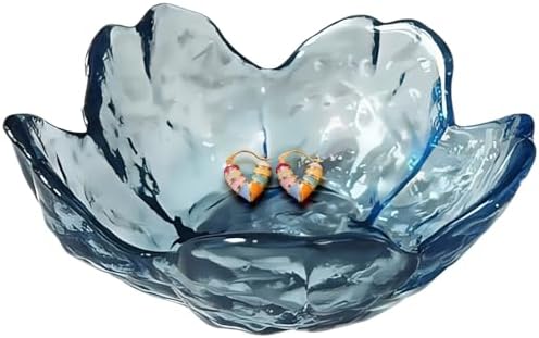Blue Crystal Flower Jewelry Ring Dish, Clear Trinket Bowl, Cute Nightstand Decor Ring Holder for Women, Home Decor Gifts for Women, Wedding, Birthday, Mother's Day by Koyzsen