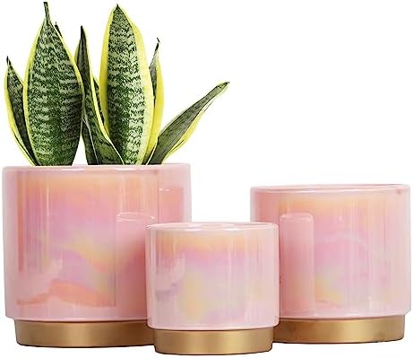 Gepege Ceramic Plant Pots for Indoor Plants, Planters with Drainage Holes by Gepege