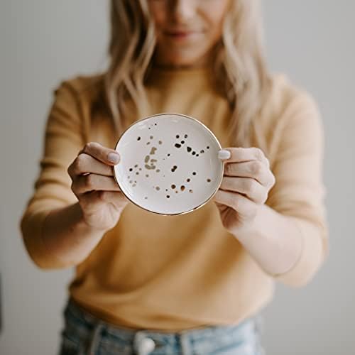 Sweet Water Decor Ring Dish Engagement - Ceramic Wedding Ring Dish for Bridal Shower - Ring Dishes for Women with White & Gold Speckled Decorative - Elegant Ring Dish Holder & Jewelry Organizer - Image 5