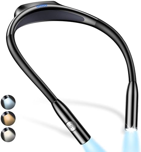 Gritin Book Light,Eye Caring 3 Colors & Stepless Dimming Neck Reading Light by Gritin