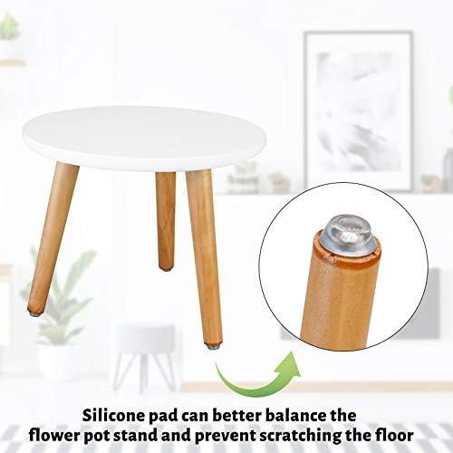 Uneedem Plant Stand Indoor, Mid Century Modern Small Round Plant Table for Flower Pots, 8.9" Tall Plant Holder Wood Stool for Living Room (2 Pack) - Image 5
