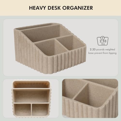 Modern Desk Organizer-Aesthetic Desk Organizer-Beige office supplies - Image 5