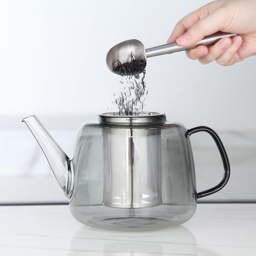 Easyworkz Borosilicate Glass Teapot 50oz with Large Stainless Steel Removable Loose Tea Infuser for Fruit Herbal and Infusion, Smoke Grey - Image 6