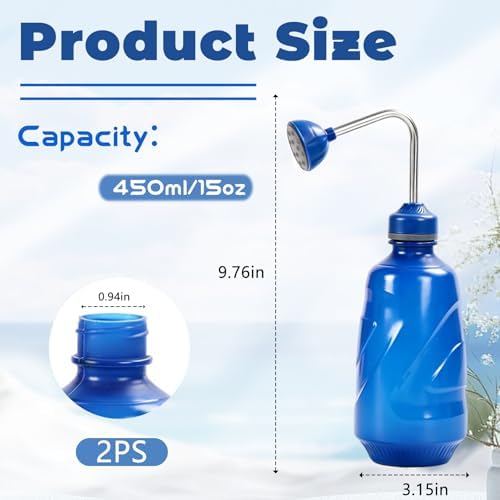 2 Pack 450ML Small Watering Cans, 2 in 1 Spray Head for Plants, Blue - Image 2