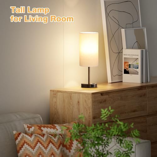 Dicoool 17.4" Bedside Lamp for Bedroom - Dimmable Touch, USB A+C, AC Outlet - Image 6