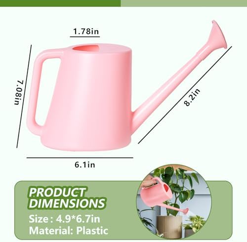 ZXJ Plant Watering Can - for Indoor and Outdoor Home Garden Plants - with Long Spout - Pink - 1/2 Gallon - Image 2