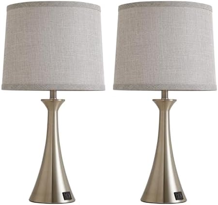 Touch Table Lamps Set of 2, 21" Bedside Lamps with USB C+A, Silver - Image 7