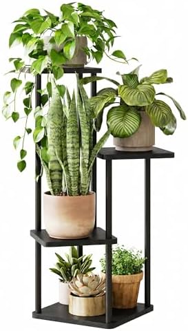 GENTINGBRO Corner Plant Stand Indoor Tall Plant Stand Black 4 Tier by Gentingbro
