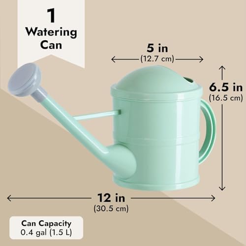 Farmlyn Creek Watering Can - Plant Waterer with Long Spout & Detachable Sprinkler Head - Compact Design for Indoor Garden - Kids Watering Can for Gardening - Green, 0.4 Gallon - Image 4