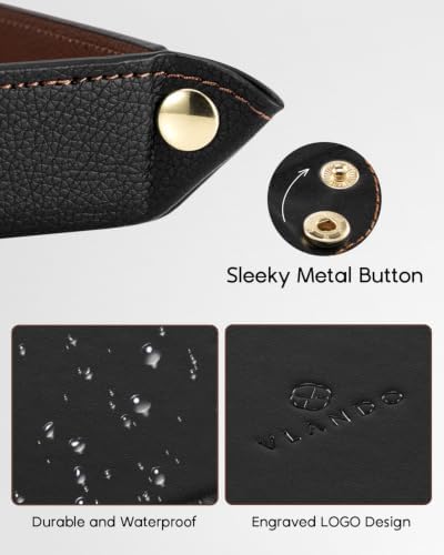 VLANDO Valet Tray for Men, Foldable PU Leather Catchall Tray, Black - Image 5