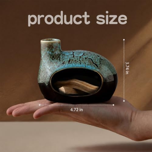 Handcrafted Ceramic Palo Santo Holder – Artistic Incense Burner for Meditation, Mindfulness and Zen Home Decor – Wabi-Sabi Style Cone Sculpture, Gift for Yoga, Relaxation & Aromatherapy (Viridis) - Image 3