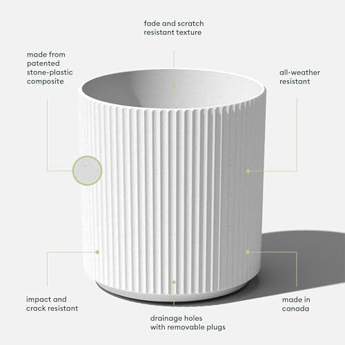 Veradek Demi 20 in. Round White Plastic Planter DMV20W - Image 2