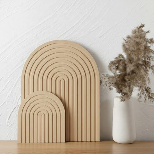 Chunful 2pcs Arch Cutting Board Boho Shelf Decor, Wood Color, Bamboo by Chunful