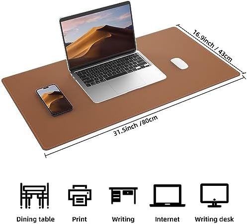 AFIING Leather Desk Mat, Brown, 31.5" x 17", Cork Desk Pad Protector - Image 2