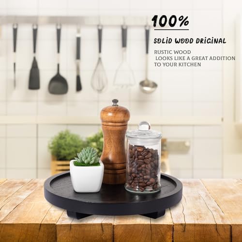 Round Decorative Tray Farmhouse Kitchen Decor Soap Dish, 9" Black - Image 3