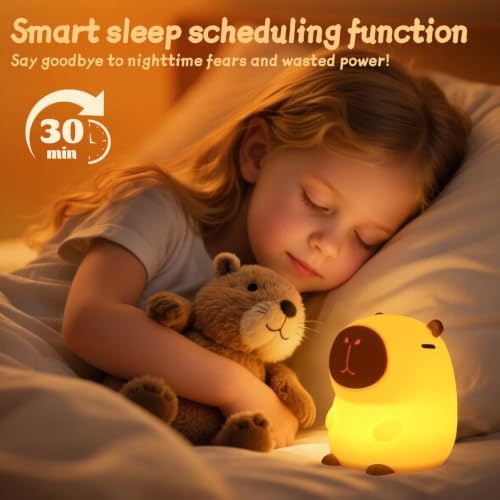 Rytinazzz Silicone Night Light for Kids, 50H Long Battery Capybara Lamp, Gift for Kids, Rechargeable Tap Control, Soft Dimmable Nursery Light - Image 3