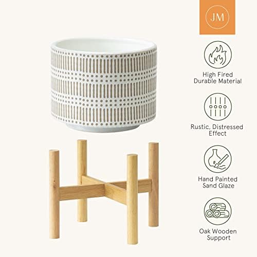 LA JOLIE MUSE Ceramic Planter for Plant, 7.3 Inch Indoor Planter with Stand - Image 5