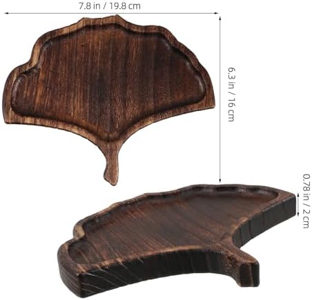 Retro Leaf Shape Wooden Tea Tray for Coffee Table Decor - Image 2