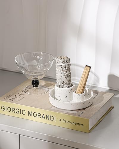 Ceramic Incense Holder, Palo Santo and Sage Holder, Vertical Stick Incense Burner, Inscents Ash Catcher for Spa Yoga Meditation Home Decor, Modern Minimalist White - Image 3