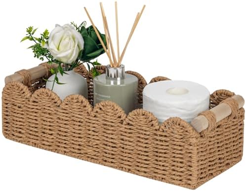 CubesLand Scalloped Toilet Paper Storage Basket W/Handle for Home Decor by CubesLand