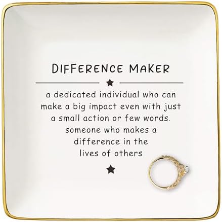 NZY Thank You Gift for Women,Leader,Teacher,Mentor,Coach,Boss,Manager-Inspirational Gifts for Women-Retirement Leaving Present-Jewelry Tray Trinket Holder Ring Dish-Difference Maker Definition by NZY