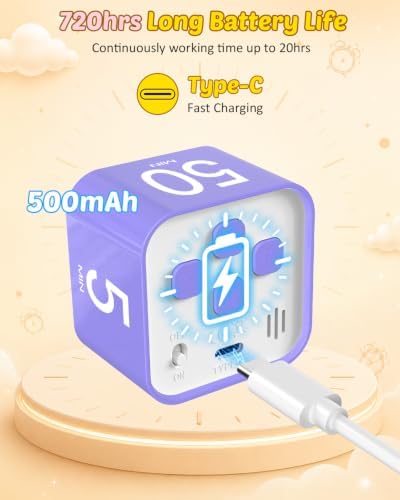 Digital Pomodoro Timer Cube 5/10/25/50min Preset, Silent & Sound Alarm - Image 6