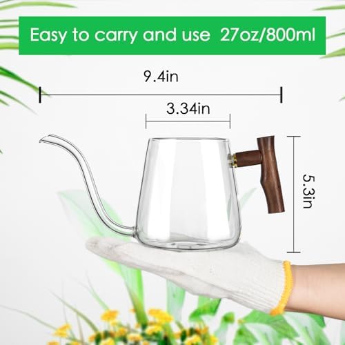 Watering Can Indoor Plants, 27 OZ Glass Watering Can, Long Curved Spout - Image 4